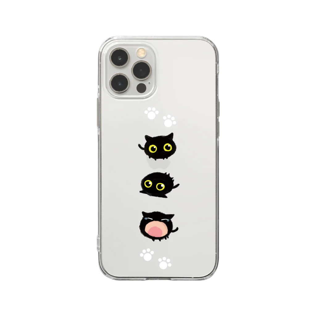 Ritora-Boraluaの黒猫まりもふぉるむ Soft Clear Smartphone Case