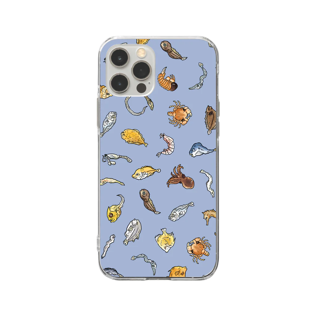 mincruのチリメン図鑑_blue Soft Clear Smartphone Case