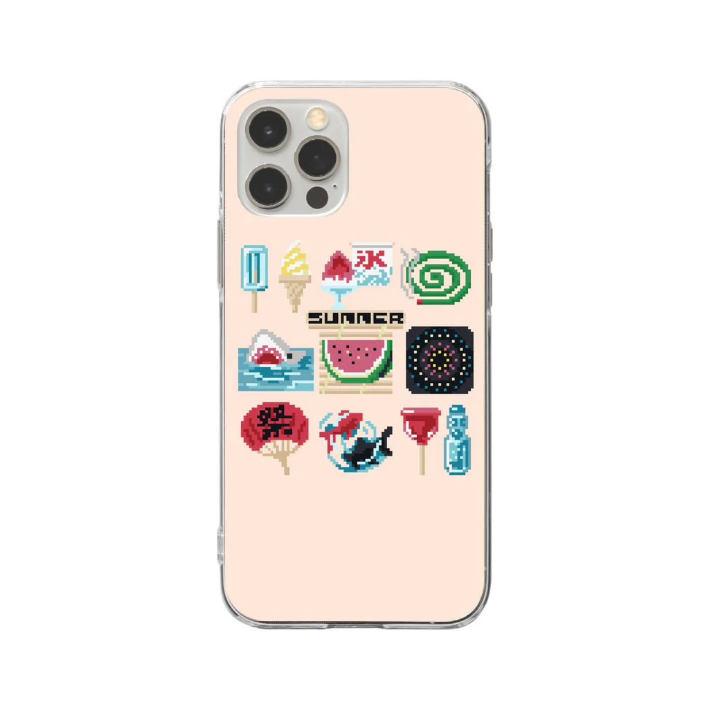 すとろべりーガムFactoryのドットSummer スマホケース (薄いピンク) Soft Clear Smartphone Case