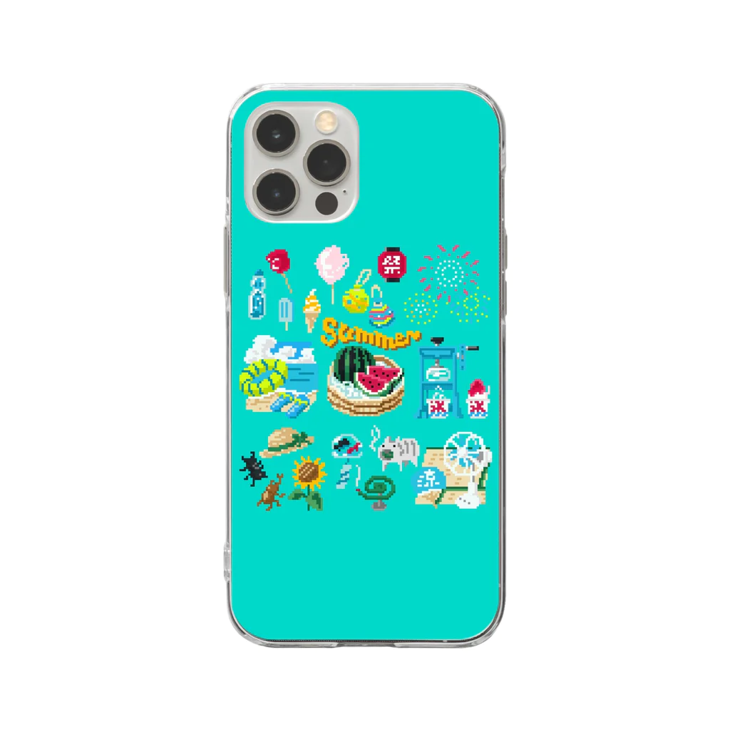 すとろべりーガムFactoryのドットSummer No.2 スマホケース (ミント) Soft Clear Smartphone Case