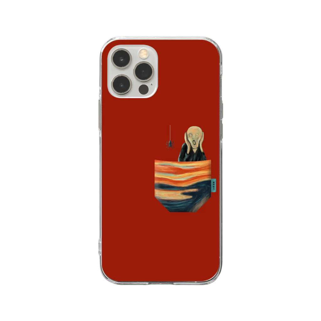 すとろべりーガムFactoryのポケットからの『叫び』 スマホケース (濃いレッド) Soft Clear Smartphone Case