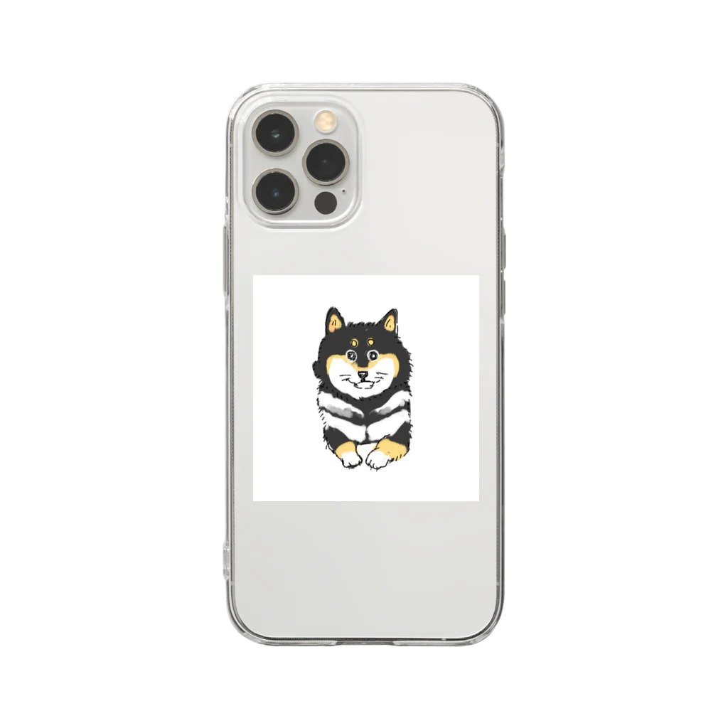 がんものふてぶてしい黒柴 Soft Clear Smartphone Case