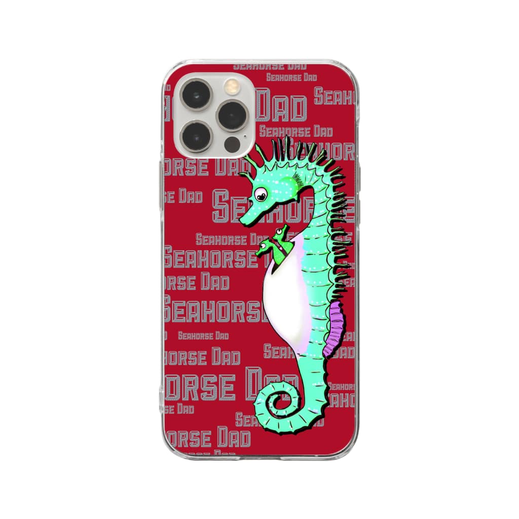 LalaHangeulのSeahorse Dad　グリーン Soft Clear Smartphone Case
