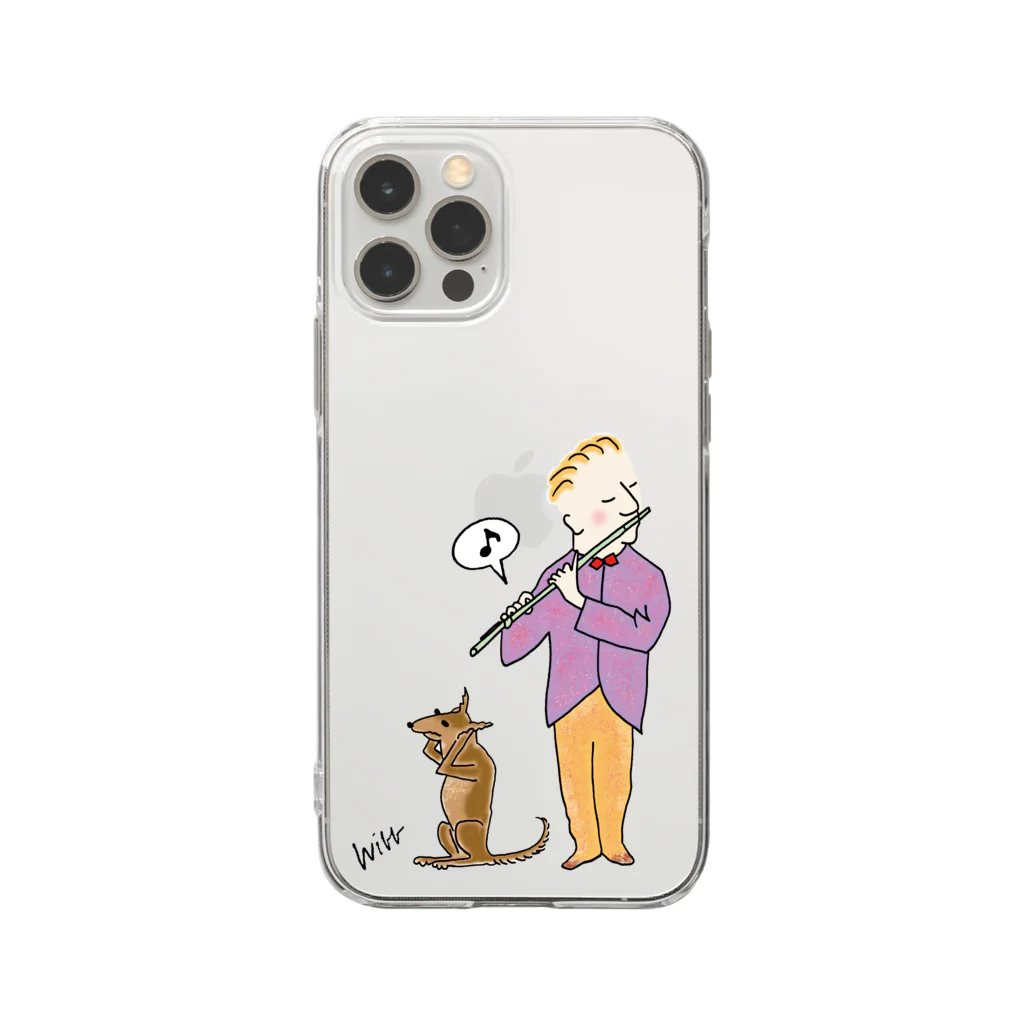 ミナミハチゴーのwibb-笛吹きと犬 Soft Clear Smartphone Case