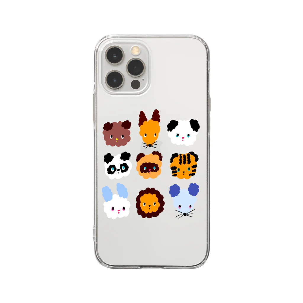 ミミちゃん倶楽部のもこもこあにまるず Soft Clear Smartphone Case