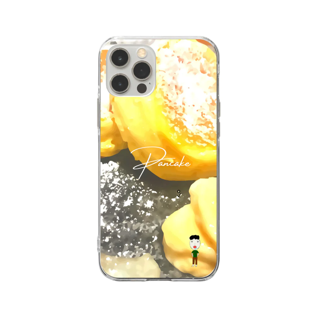 ManCookingART®️のパンケーキを食べたい人の末路。スマホケース。 Soft Clear Smartphone Case