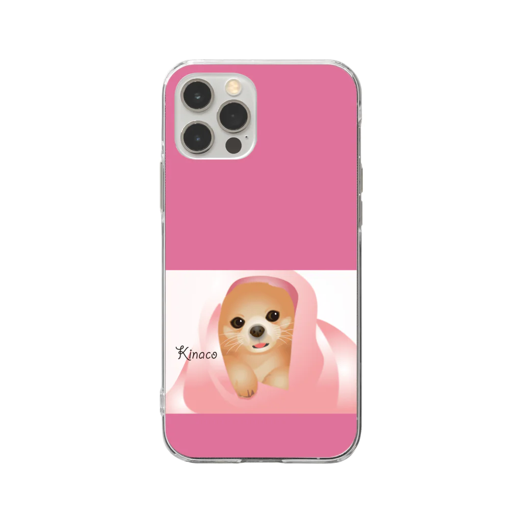 まみおデザインのスマホケース　犬（豆柴） Soft Clear Smartphone Case