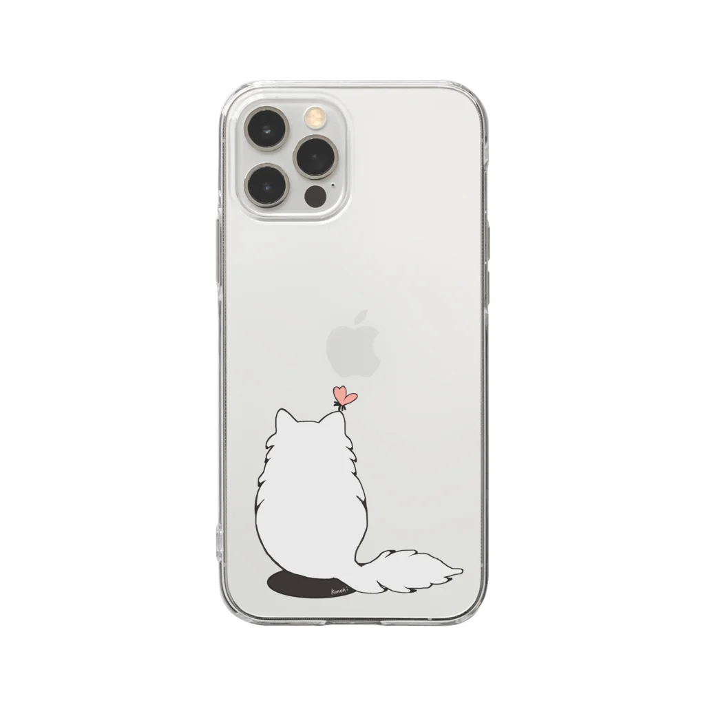 木ノ下商店のねことちょうちょ Soft Clear Smartphone Case