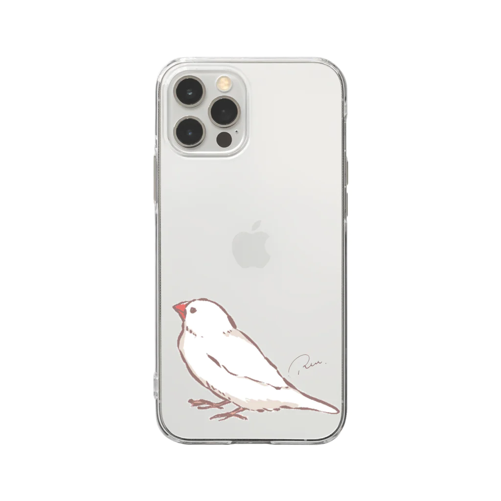 Joy. Ree Illustration SUZURI Shop の見つめる文鳥 Soft Clear Smartphone Case