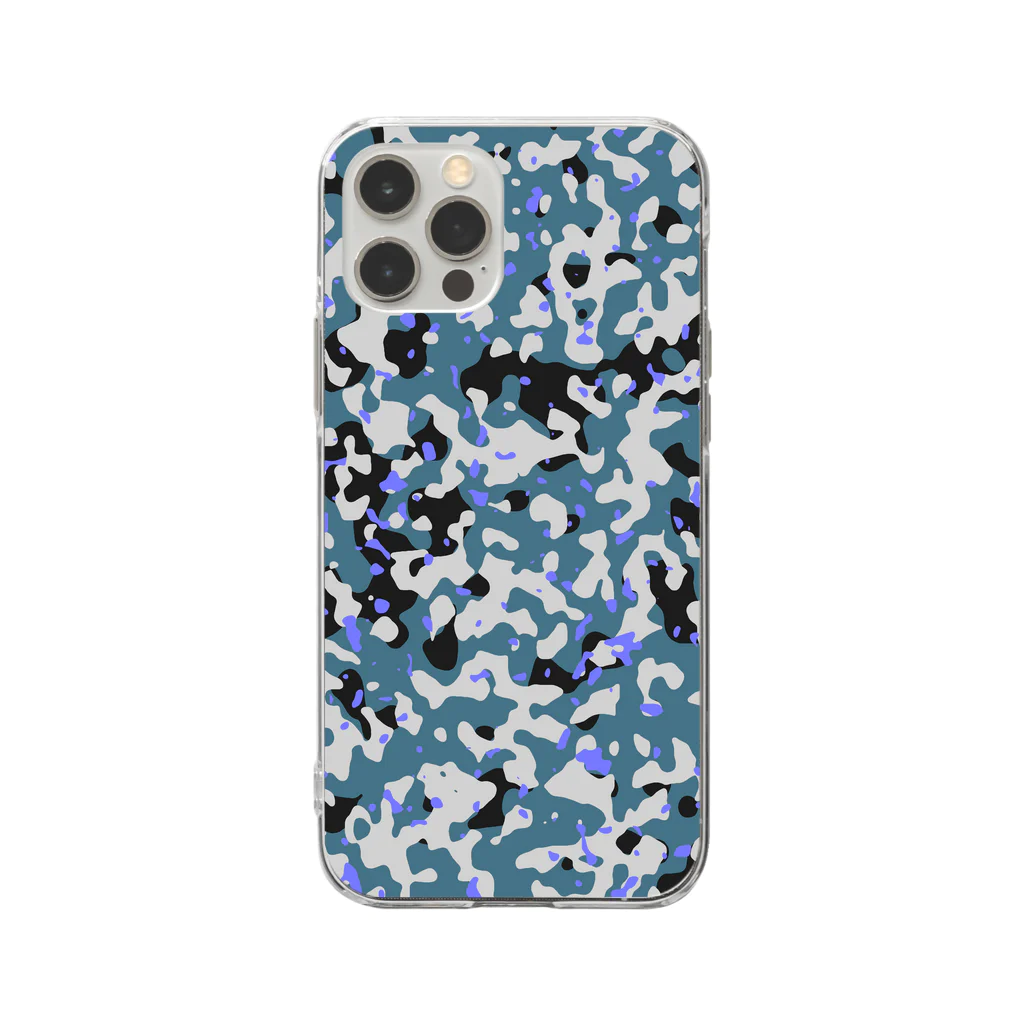 Military Casual LittleJoke のCamo AGR Blue アグレッサー迷彩 青色 Soft Clear Smartphone Case