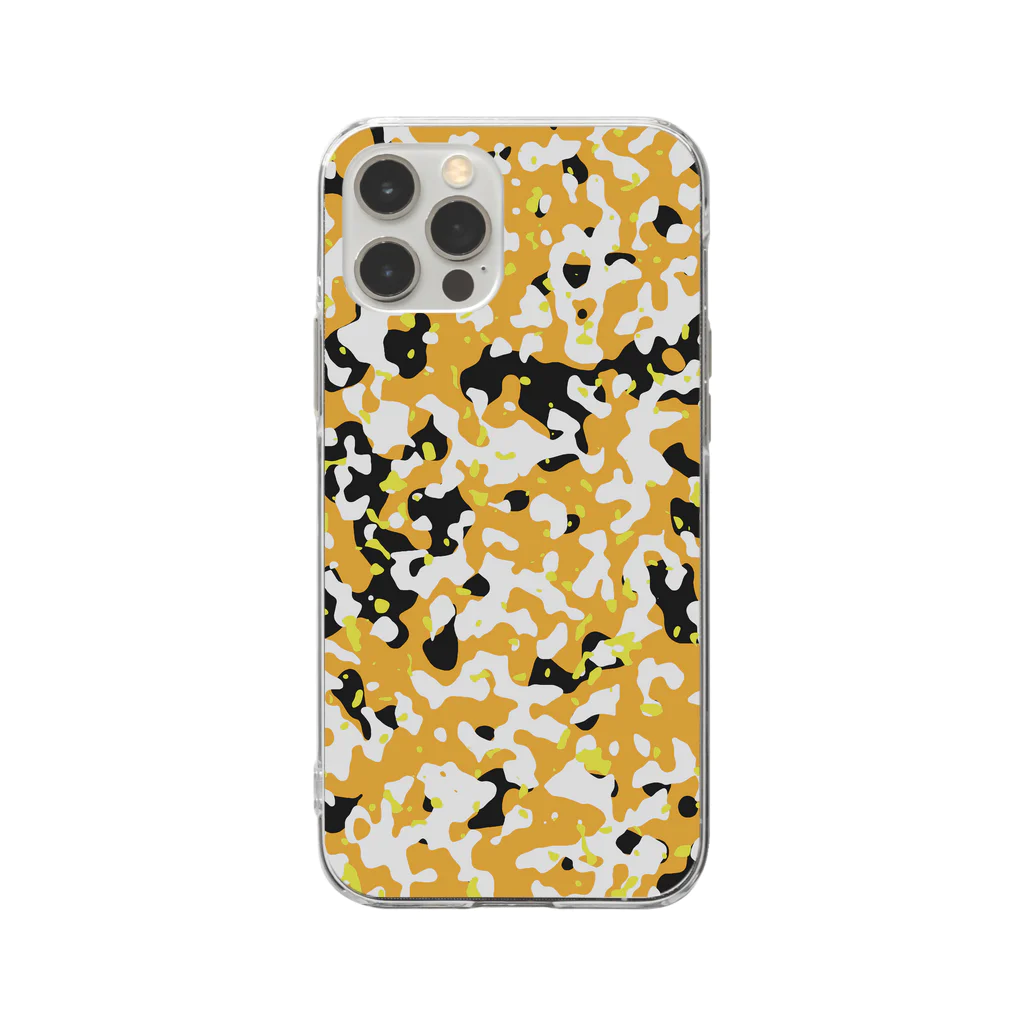 Military Casual LittleJoke のCamo AGR Yellow アグレッサー迷彩 黄色 Soft Clear Smartphone Case