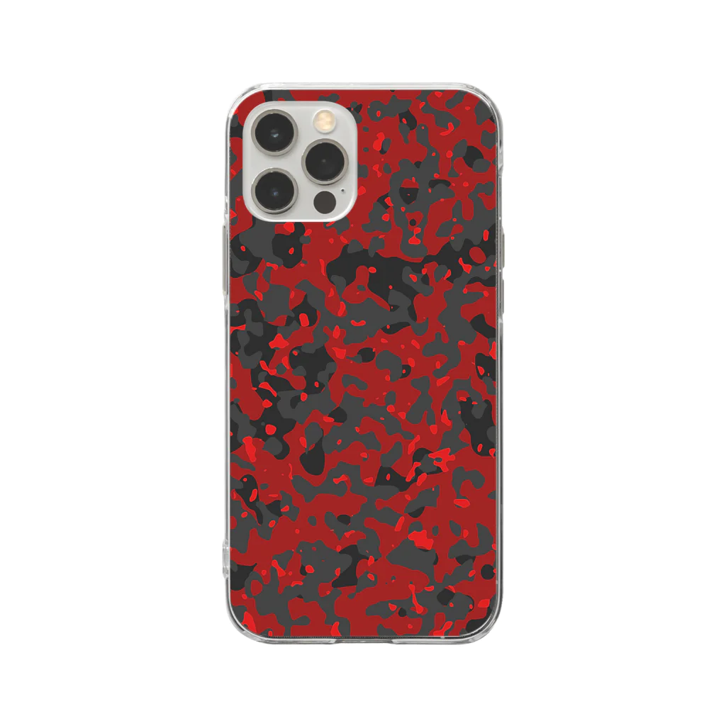 Military Casual LittleJoke のCamo AGR Red アグレッサー迷彩 赤色 Soft Clear Smartphone Case