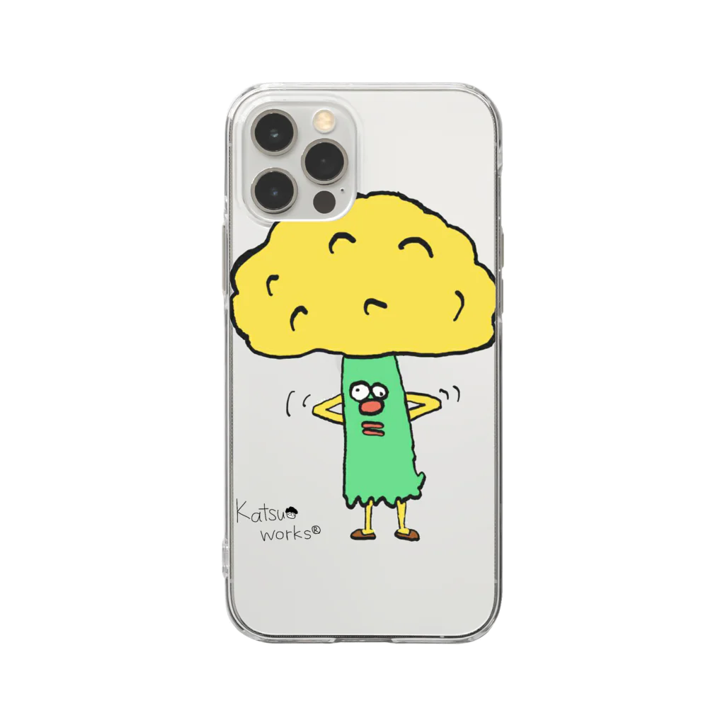 Katsuo_works （カツオワークス）の少しアウトローを行くブロッコリー Soft Clear Smartphone Case