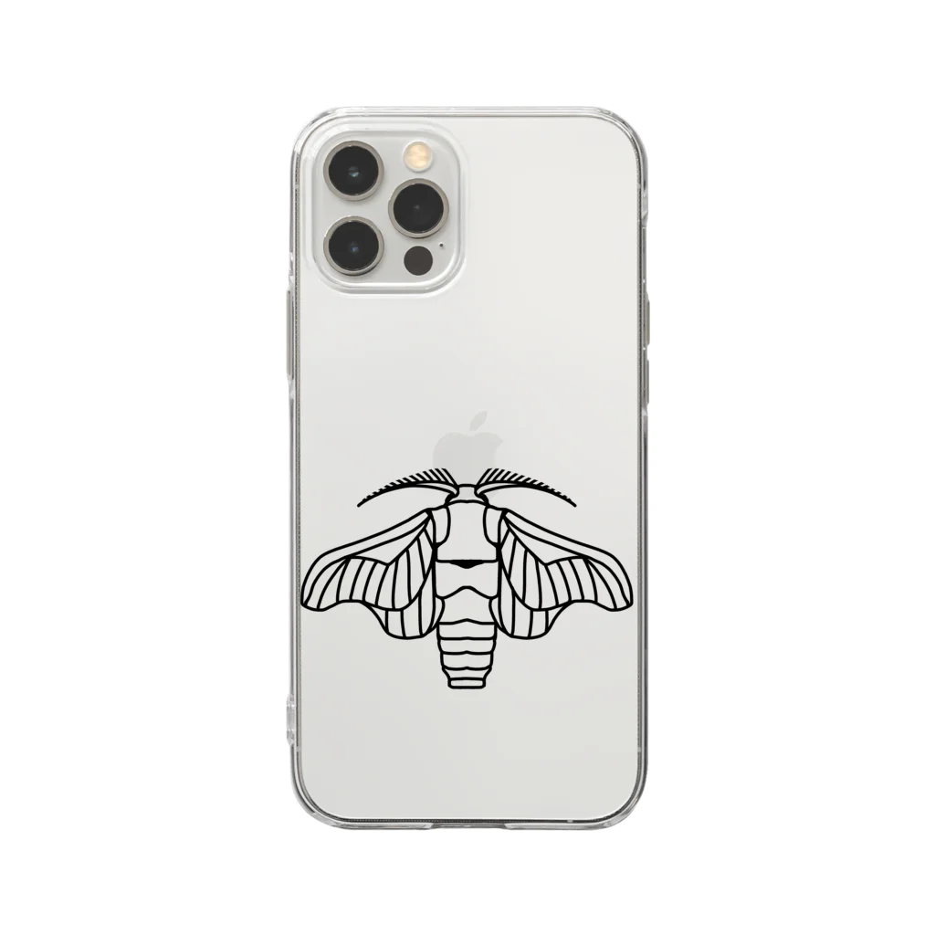 Alba spinaの蚕蛾 ワンポイント Soft Clear Smartphone Case