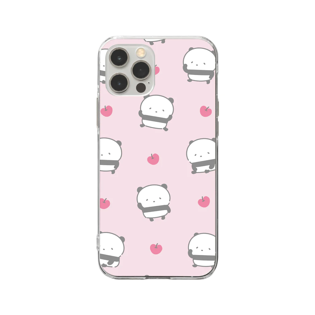 パンダのみみみの子パンダとりんごがいっぱい Soft Clear Smartphone Case