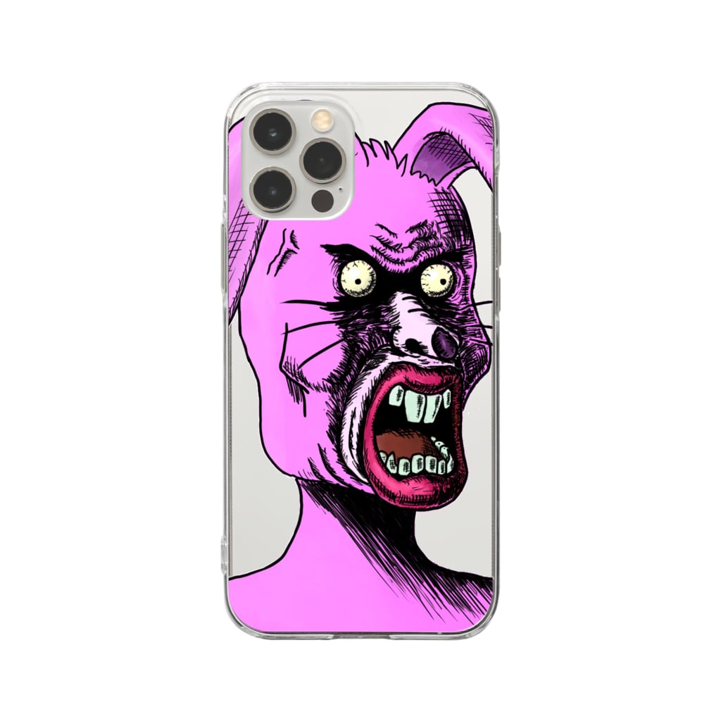 れいしょうのSUZURIのNFT風のウサギ ~Rabbit Face Is Scary~ Soft Clear Smartphone Case