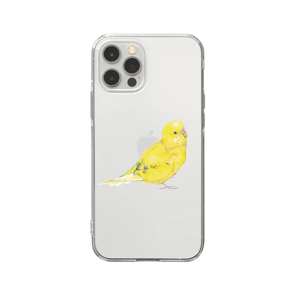 森図鑑の[森図鑑]セキセイインコ黄色 Soft Clear Smartphone Case