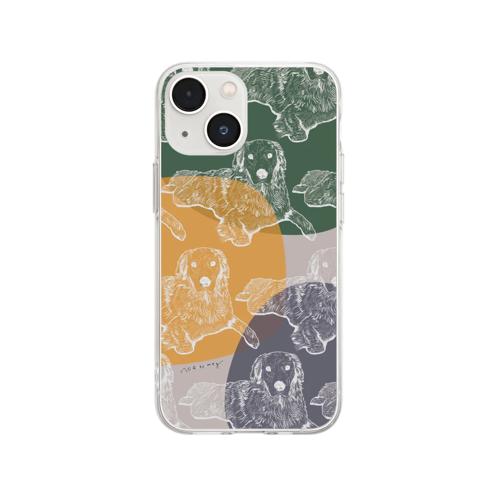 noe_to_meg (ノエとめぐ)の北欧テキスタイル風【縦A 】× golden retriever Soft Clear Smartphone Case