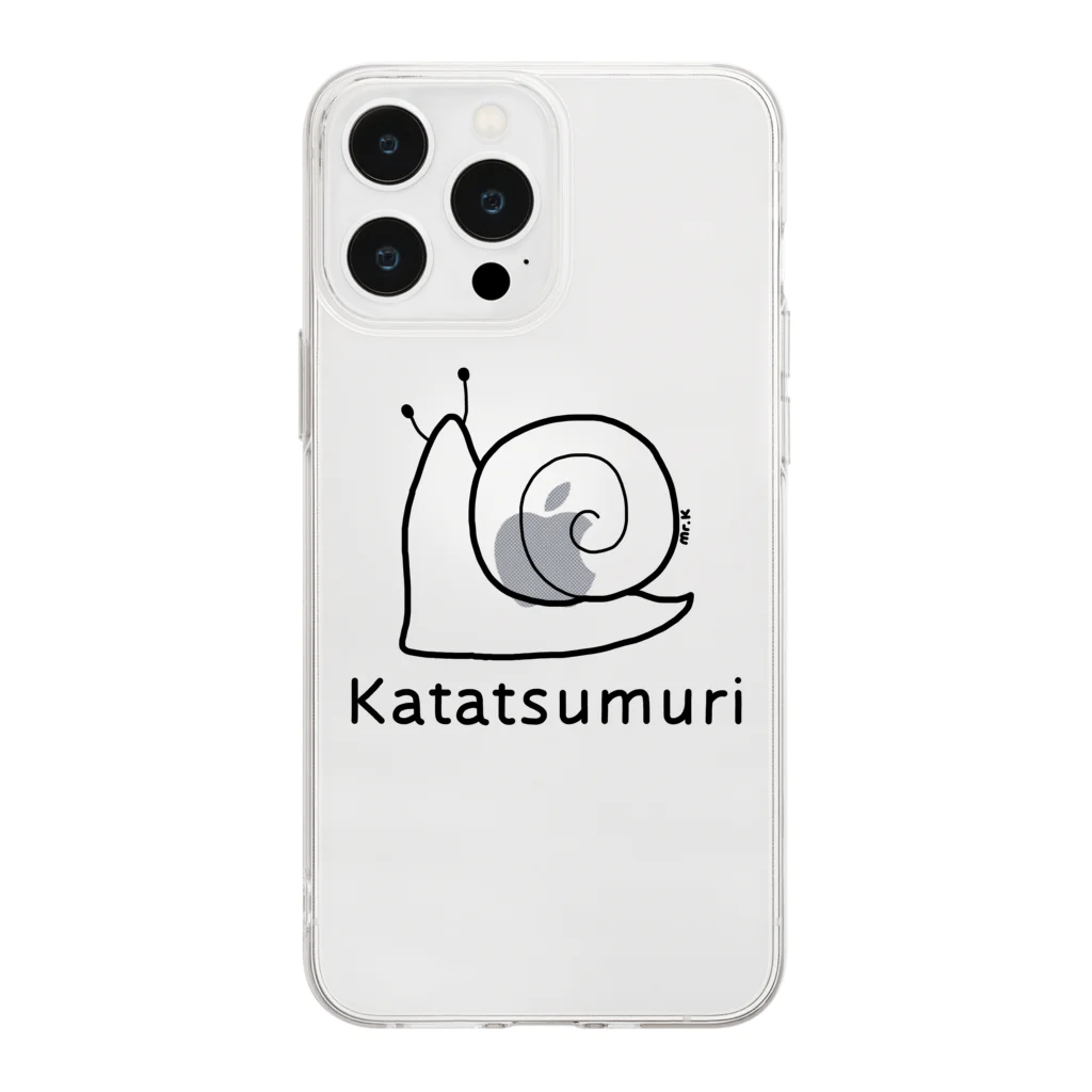 MrKShirtsのKatatsumuri (カタツムリ) 黒デザイン Soft Clear Smartphone Case