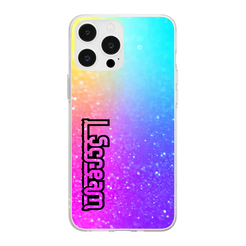 DOLUXCHIC RAYLOのBK I Scream Glitter Rainbow Soft Clear Smartphone Case