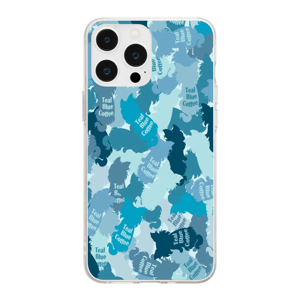 Teal Blue Coffeeのhide-and-seek Soft Clear Smartphone Case