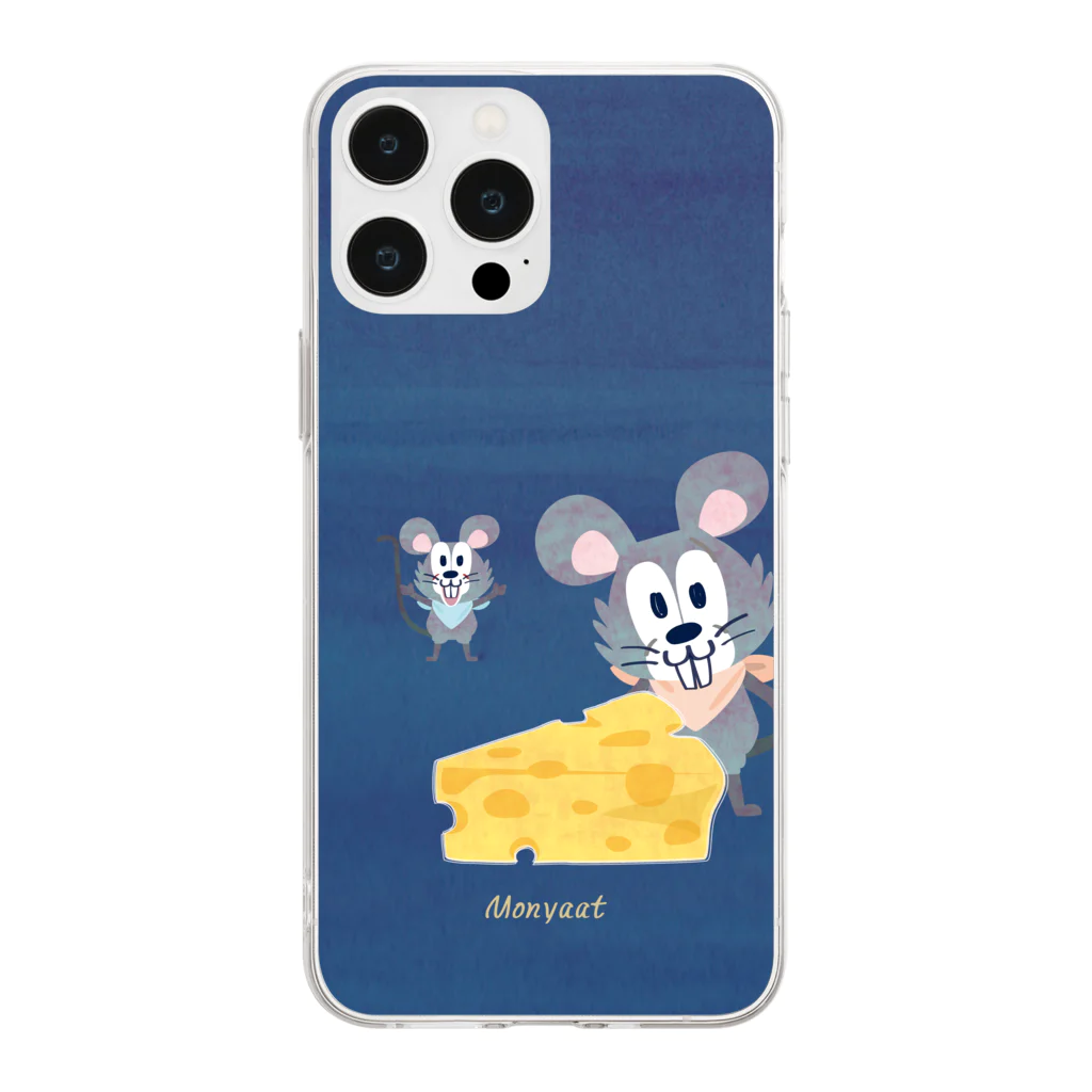 イラスト MONYAAT のチーズはここに！Ａ Soft Clear Smartphone Case