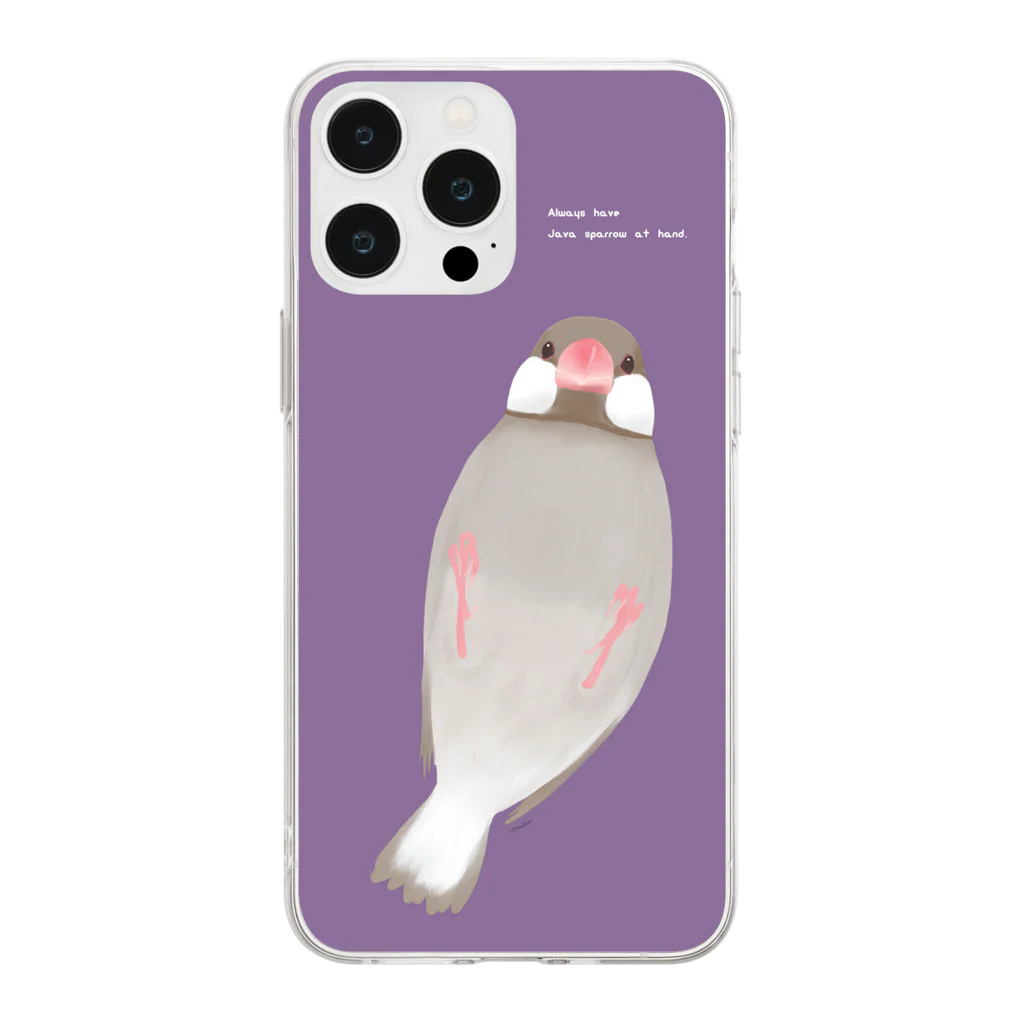 kima-maniのいつも手の中に文鳥を。【シナモン文鳥ver.】  Soft Clear Smartphone Case