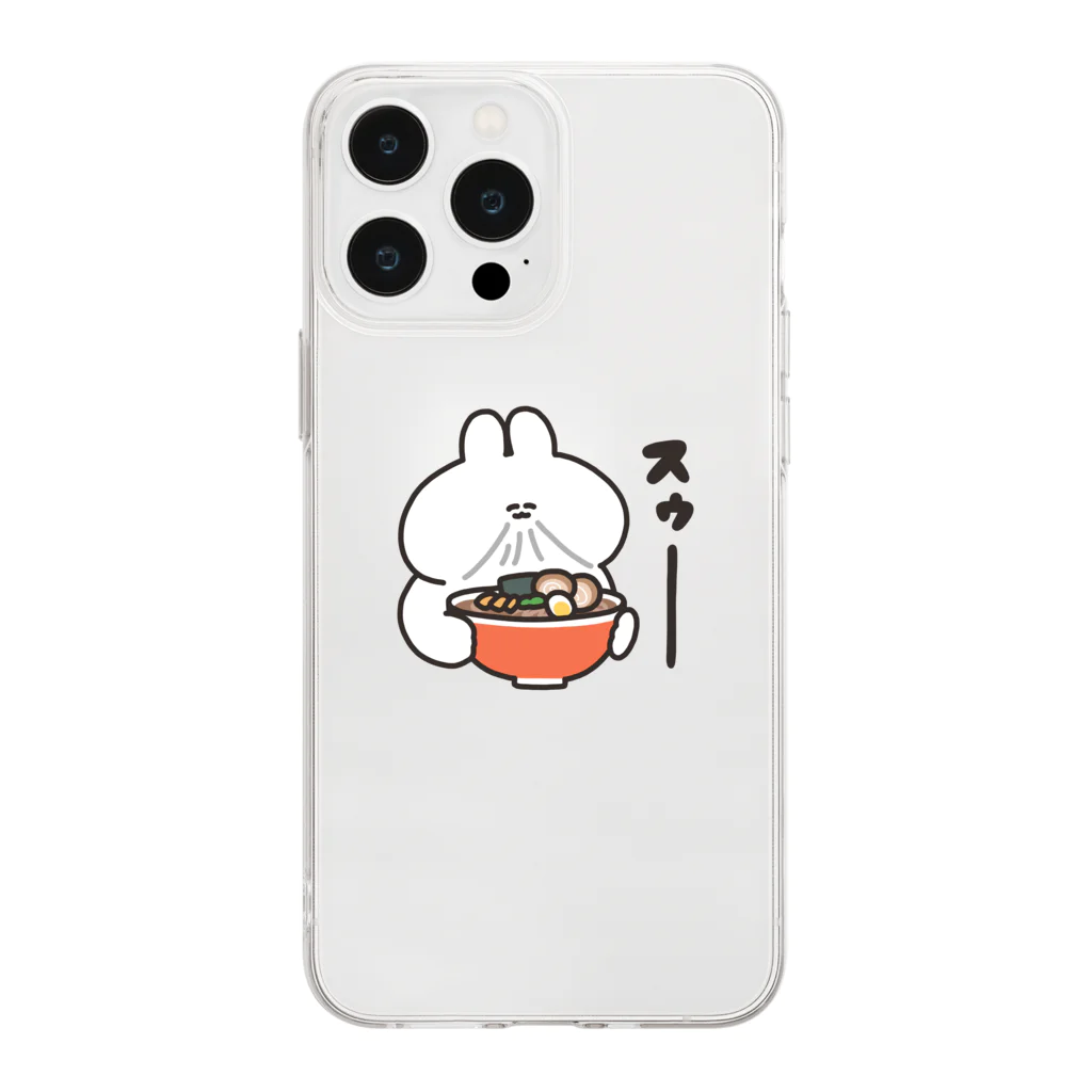 ナポリのSUZURIのラーメンとうさちゃん Soft Clear Smartphone Case