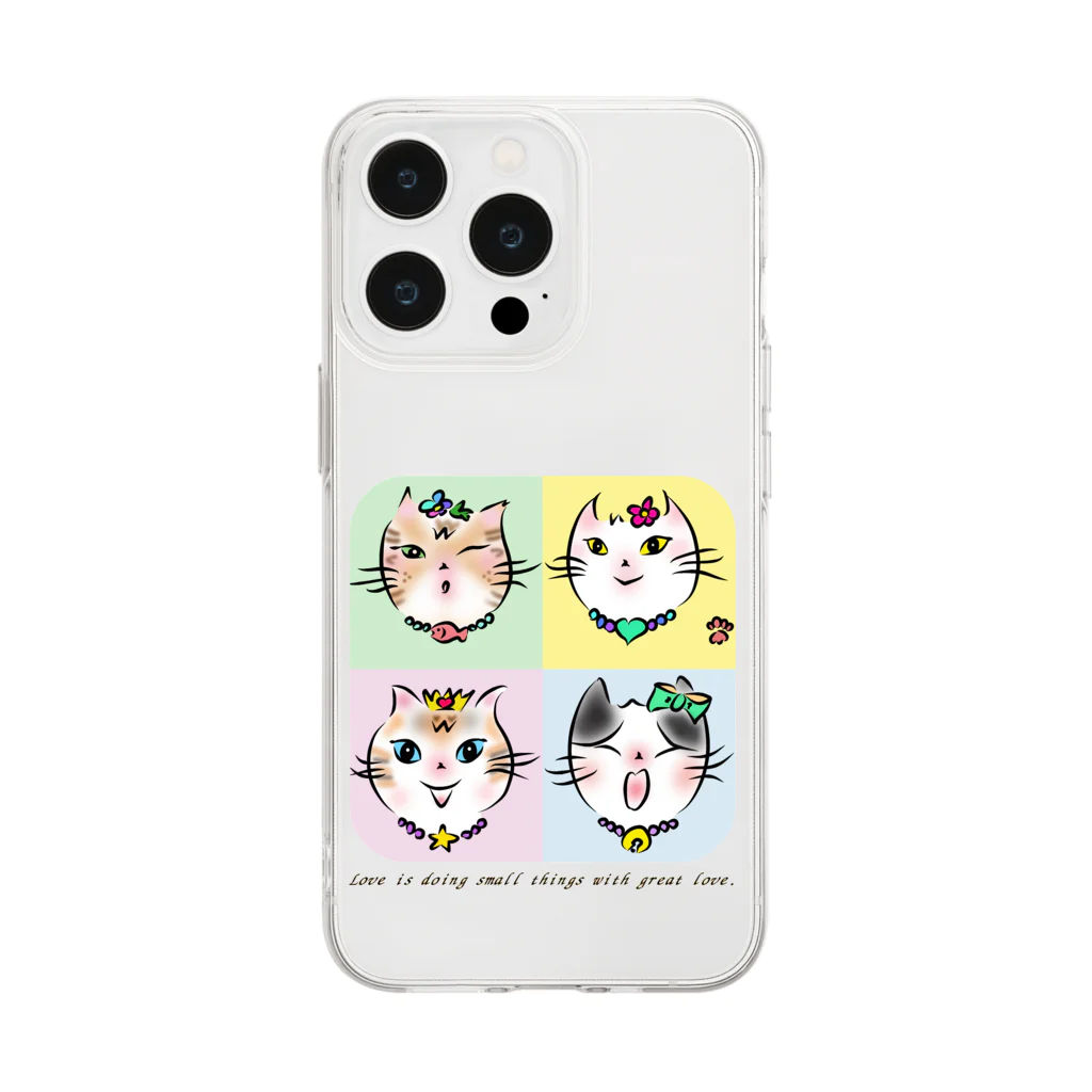 りんころRinのソーing部の保護猫　名言１小さな愛 Soft Clear Smartphone Case