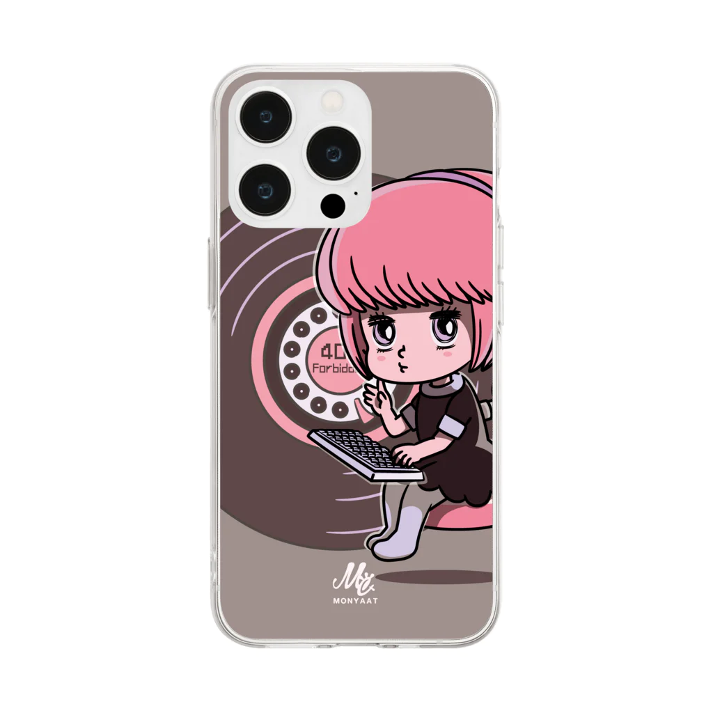 イラスト MONYAAT のCT196 働くにゃーDギミー*スマホケース Soft Clear Smartphone Case