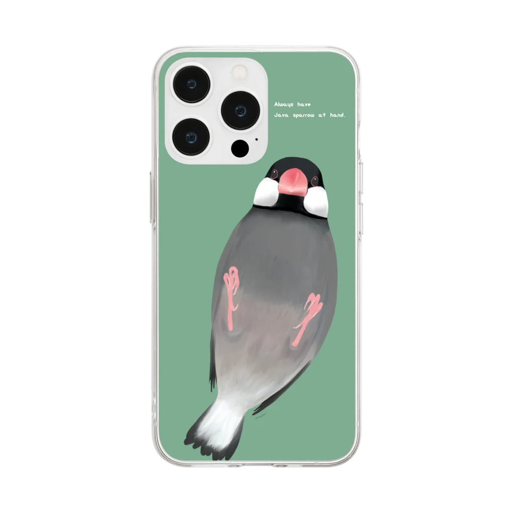 kima-maniのいつも手の中に文鳥を。【桜文鳥ver.】 Soft Clear Smartphone Case