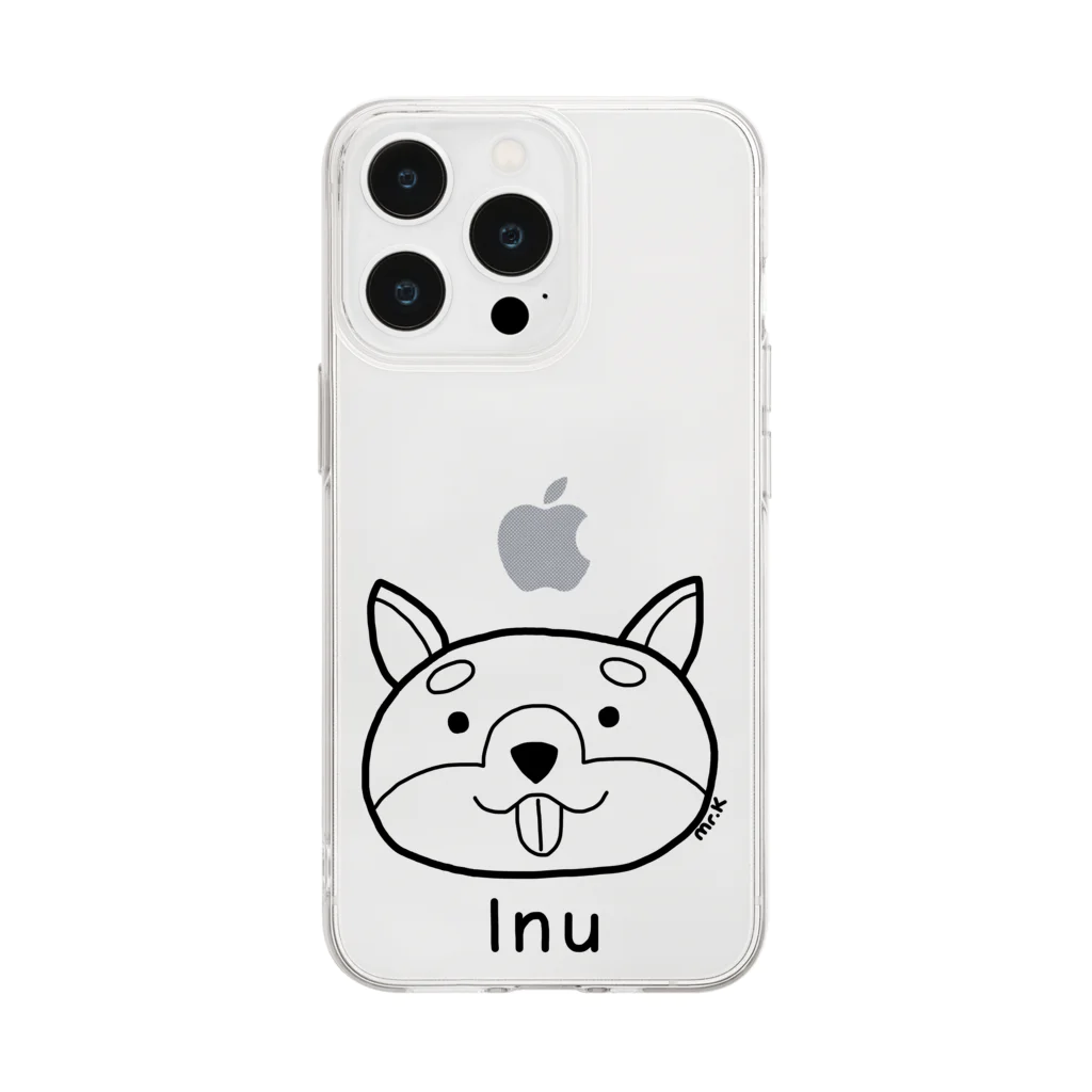 MrKShirtsのInu (犬) 黒デザイン Soft Clear Smartphone Case