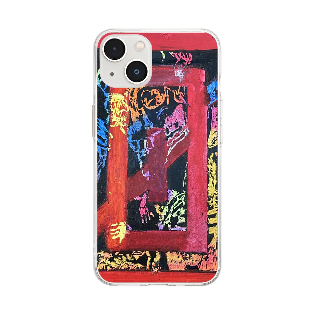 sayahartのgashadokuro RED（tokumiシリーズ） Soft Clear Smartphone Case