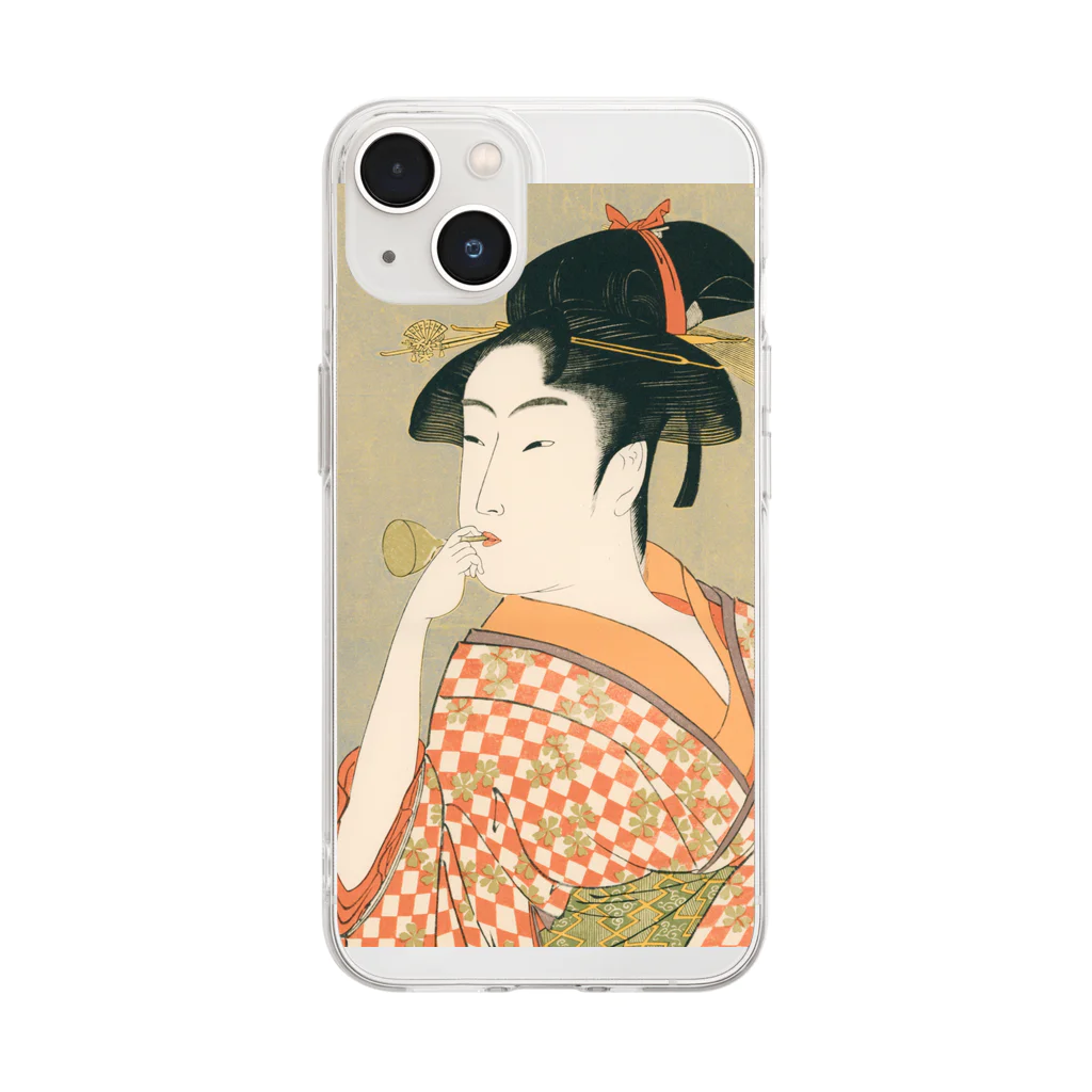 寿めでたや(ukiyoe)のUkiyoe　Utamaro Soft Clear Smartphone Case