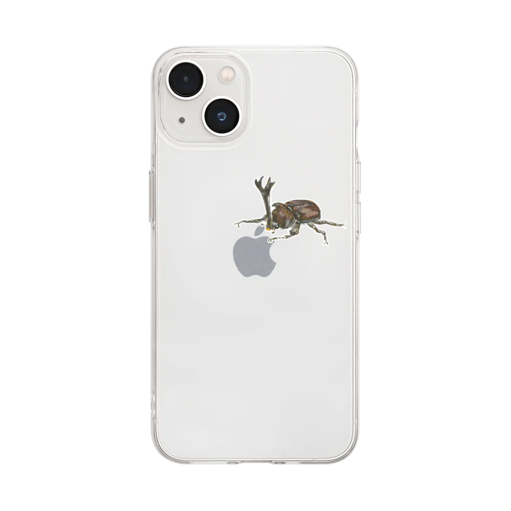 23_drawingの水彩画カブトムシ Soft Clear Smartphone Case