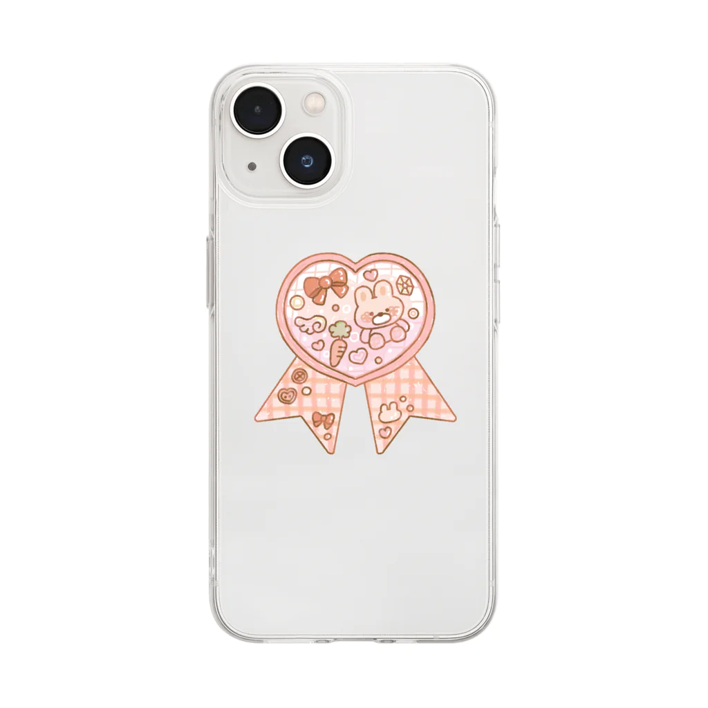 わたあめのお店屋さんのピンクなハートシェイカー Soft Clear Smartphone Case