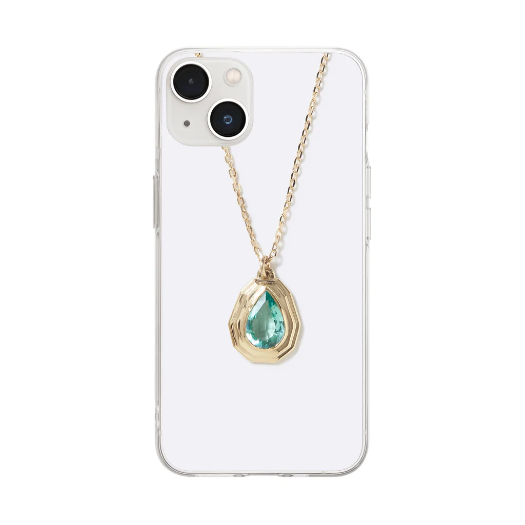 HemavatiJewelryのEmerald Necklace Soft Clear Smartphone Case