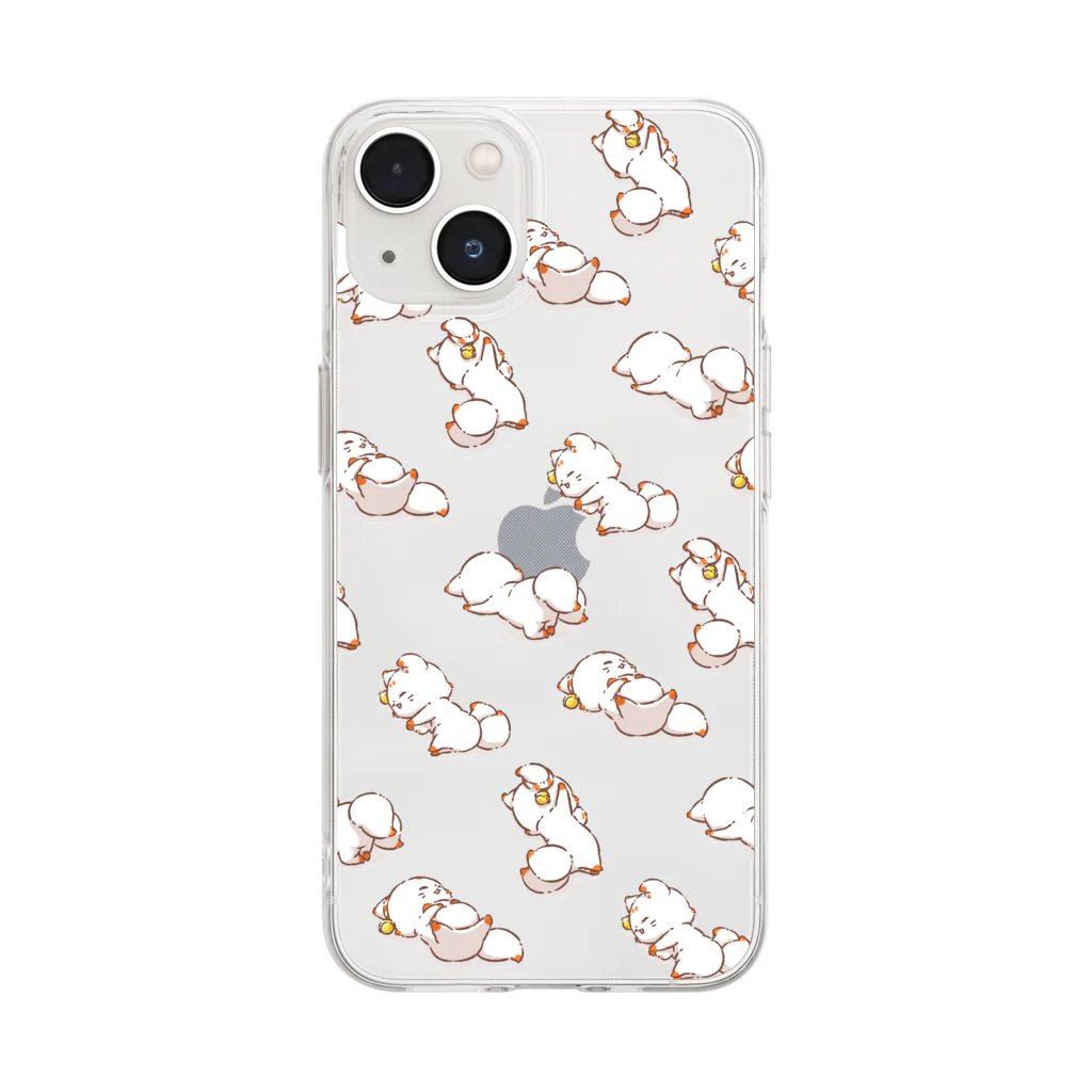 てnこSHOPの寝るてnこ Soft Clear Smartphone Case