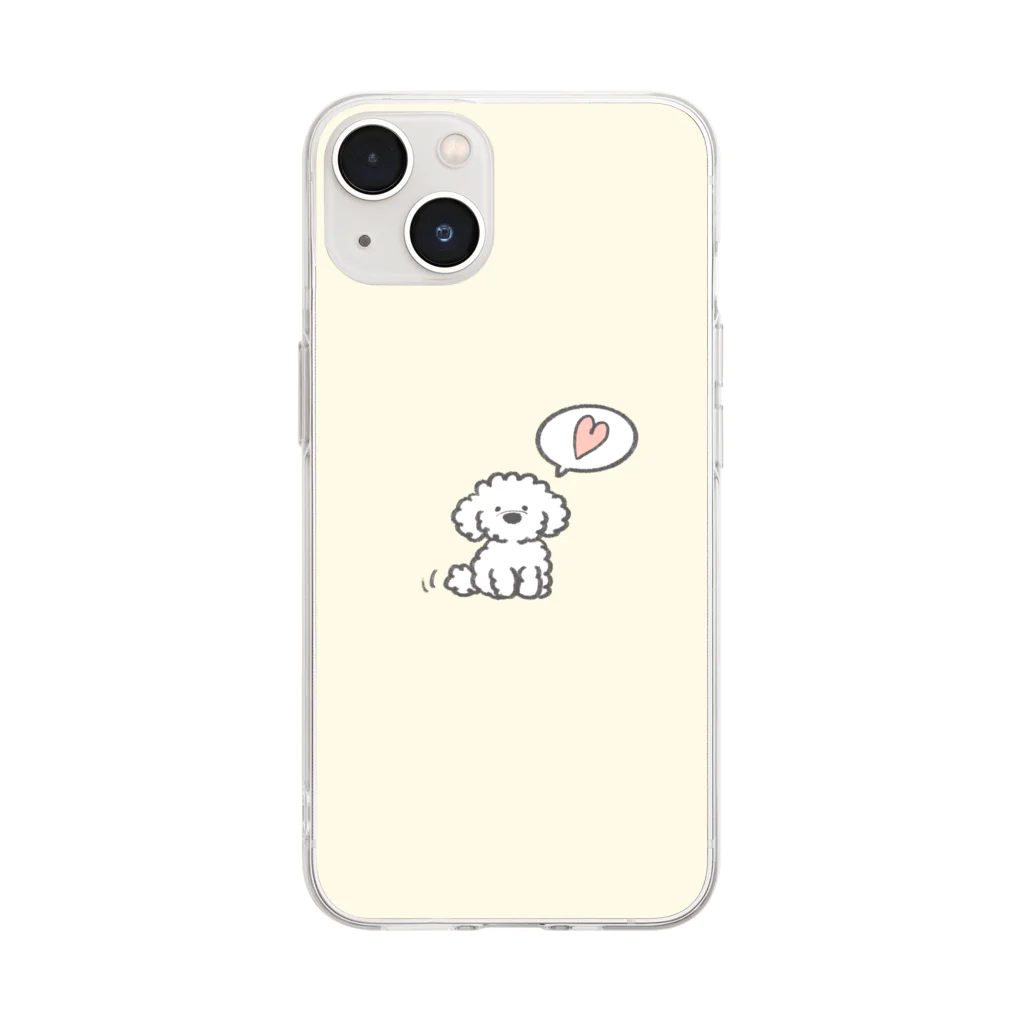 つむぎちゃん☁️*⋆のもこもこのごきげんソフトスマホケース（オフホワイト） Soft Clear Smartphone Case