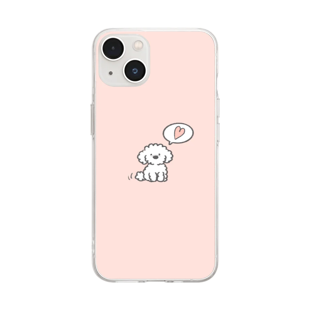 つむぎちゃん☁️*⋆のもこもこのごきげんソフトスマホケース（ピンク） Soft Clear Smartphone Case