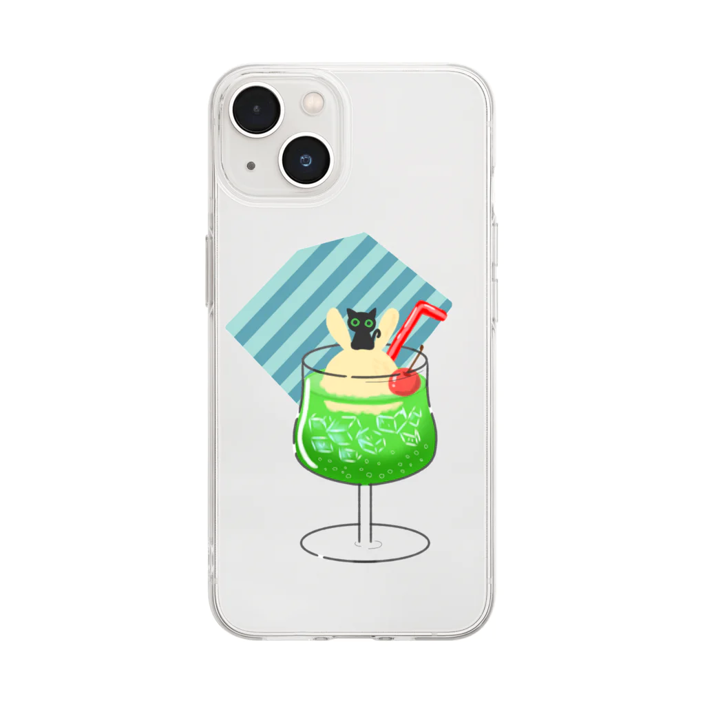 SHOP ベアたんのシュワシュワ　ウエネコさん Soft Clear Smartphone Case