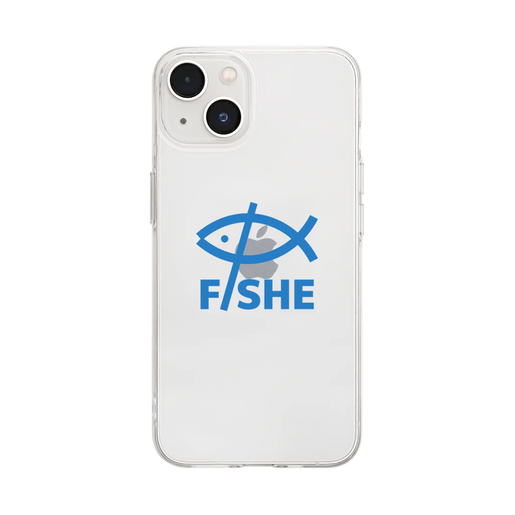 $FISHE Official Goods Storeの$FISHE Print Blue Soft Clear Smartphone Case