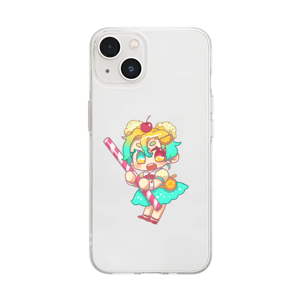 カラメリー･ファクトリーのカラメリーちゃん ソーダフロートver. Soft Clear Smartphone Case