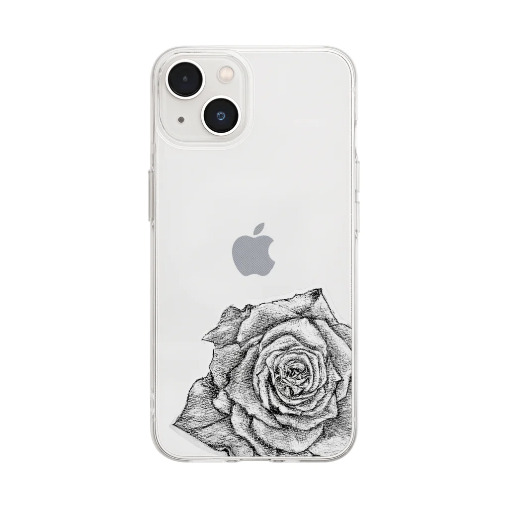 お花描き屋さんの薔薇デッサン画 Soft Clear Smartphone Case