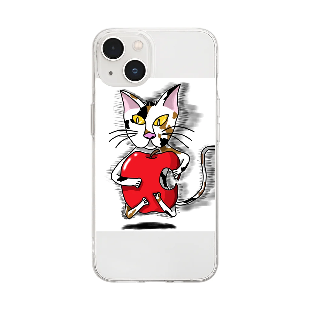 後ろ向きのボールの猫 Soft Clear Smartphone Case