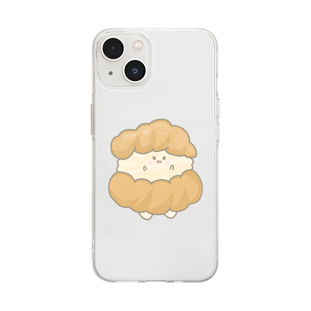 さきまるらんどのシュークリームのくりむちゃん Soft Clear Smartphone Case