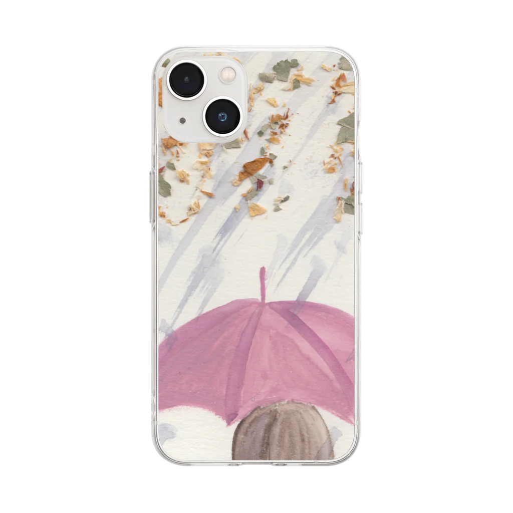 Chiyon 水彩とお花のアートのRain Soft Clear Smartphone Case