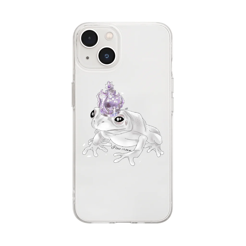 honeybearの王冠カエル Soft Clear Smartphone Case