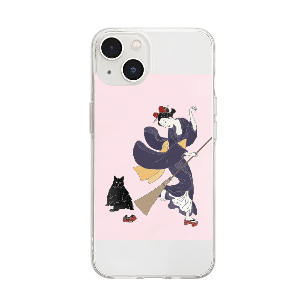 keeeeeep smilingの働く気のない猫ジジ　Jiji’s delivery service Soft Clear Smartphone Case