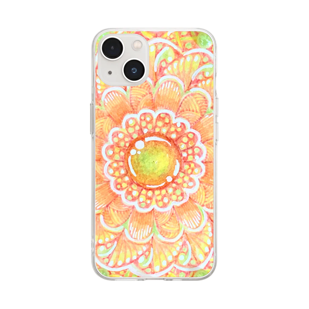 じぱんぐる-zipangle-のmandala-ふわり Soft Clear Smartphone Case